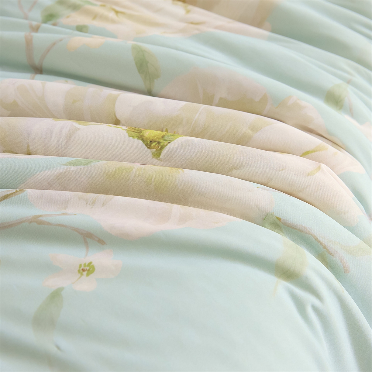 91家纺网 家纺一手货源 找家纺 恬思语家纺 2026春夏新品印花凉感丝大豆夏被夏凉被空调被 花舞-绿