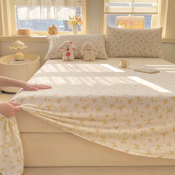 91家纺网 家纺一手货源 找家纺 晓时候 2026新款A类云感双层纱床单三件套单品单件床单 安然入夏