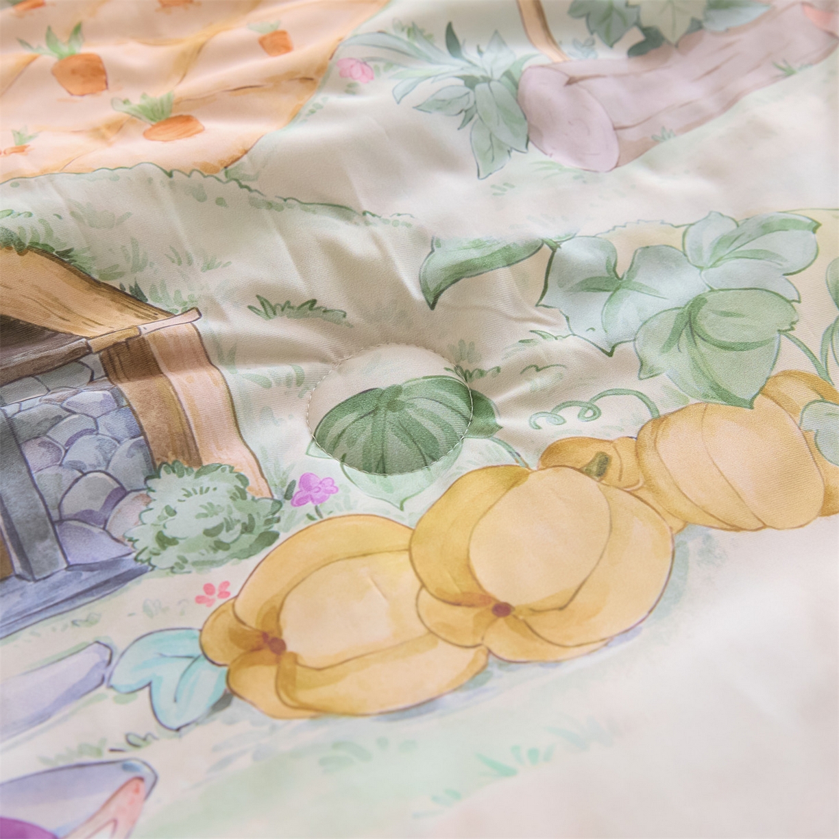 91家纺网 家纺一手货源 找家纺 恬思语家纺 2026春夏新品印花凉感丝大豆夏被夏凉被空调被 蘑菇-黄