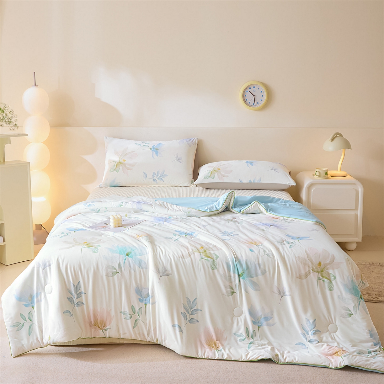 91家纺网 家纺一手货源 找家纺 恬思语家纺 2026春夏新品印花凉感丝大豆夏被夏凉被空调被 锦云-米