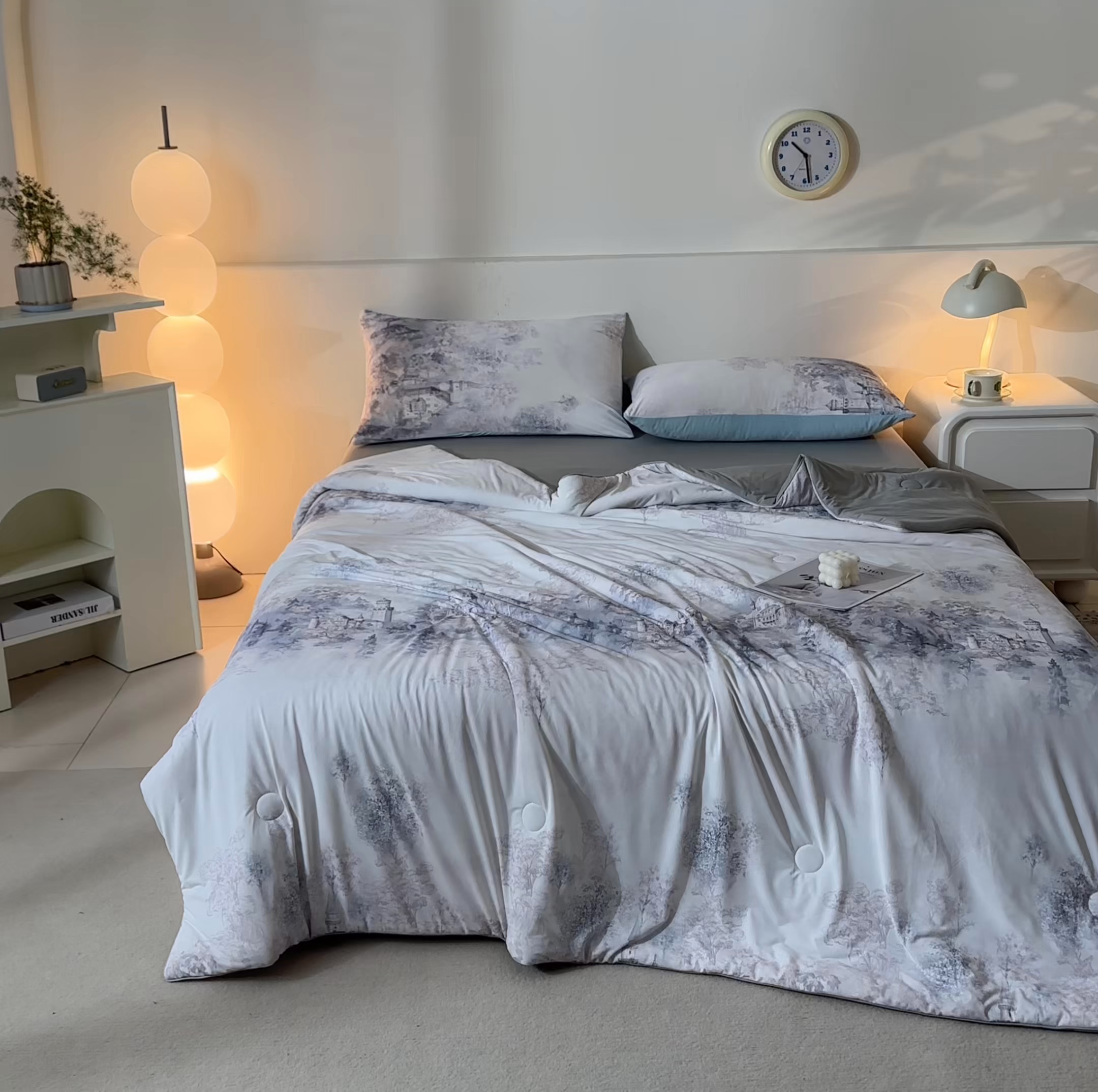 91家纺网 家纺一手货源 找家纺 恬思语家纺 2026春夏新品印花凉感丝大豆夏被夏凉被空调被 紫烟城-紫