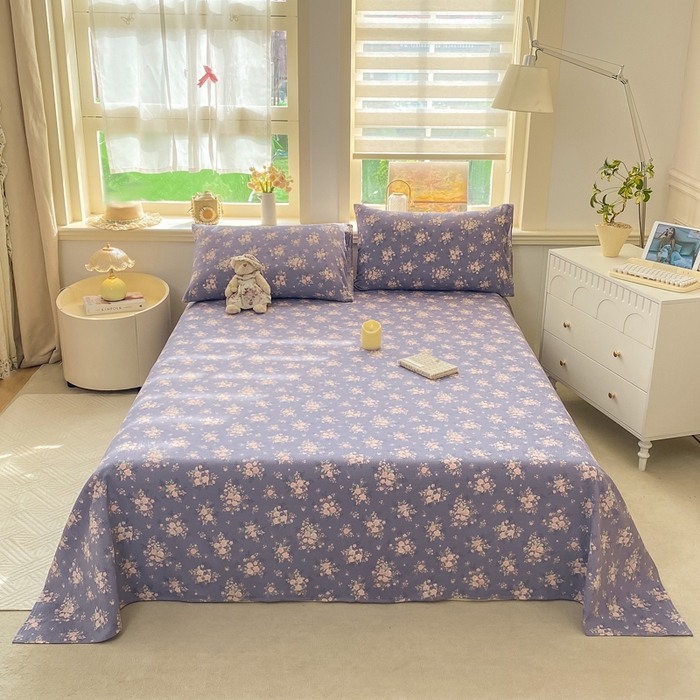 91家纺网 家纺一手货源 找家纺 晓时候 2026新款A类云感双层纱床单三件套单品单件床单 豆蔻