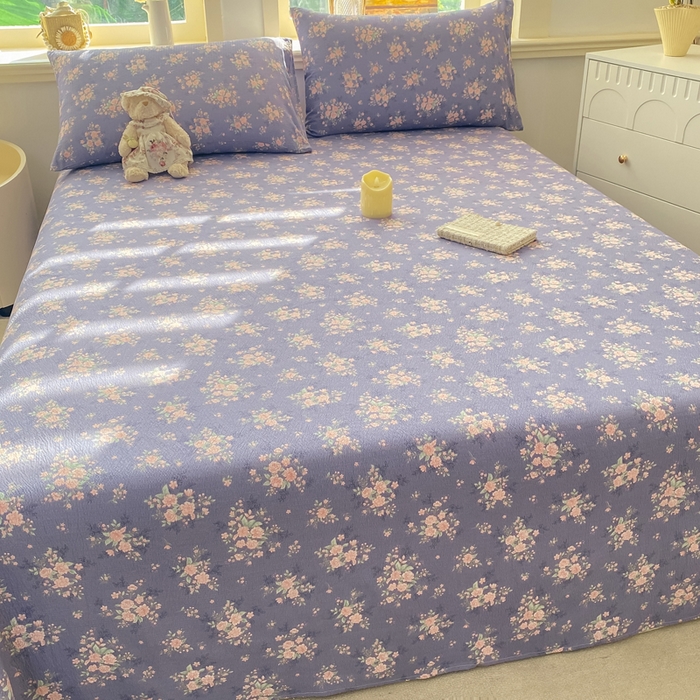 91家纺网 家纺一手货源 找家纺 晓时候 2026新款A类云感双层纱床单三件套单品单件床单 豆蔻