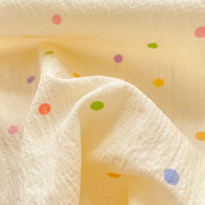 91家纺网 家纺一手货源 找家纺 晓时候 2026新款A类云感双层纱床单三件套单品单件床单 多彩波点