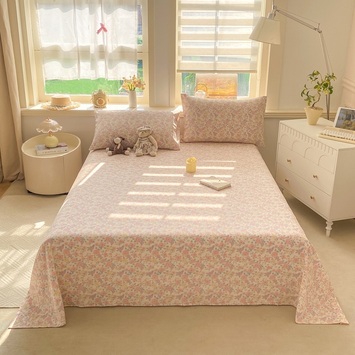 91家纺网 家纺一手货源 找家纺 晓时候 2026新款A类云感双层纱床单三件套单品单件床单 繁花