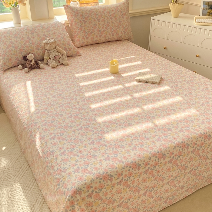 91家纺网 家纺一手货源 找家纺 晓时候 2026新款A类云感双层纱床单三件套单品单件床单 繁花