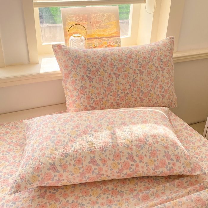 91家纺网 家纺一手货源 找家纺 晓时候 2026新款A类云感双层纱床单三件套单品单件床单 繁花