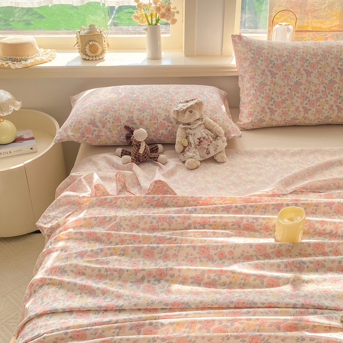 91家纺网 家纺一手货源 找家纺 晓时候 2026新款A类云感双层纱床单三件套单品单件床单 繁花