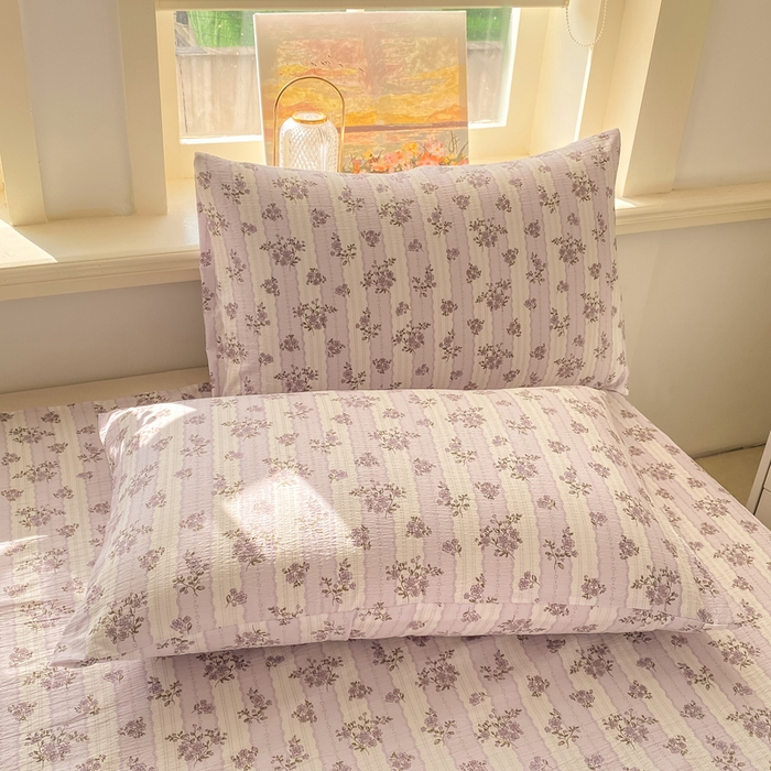 91家纺网 家纺一手货源 找家纺 晓时候 2026新款A类云感双层纱床单三件套单品单件床单 洛神花间