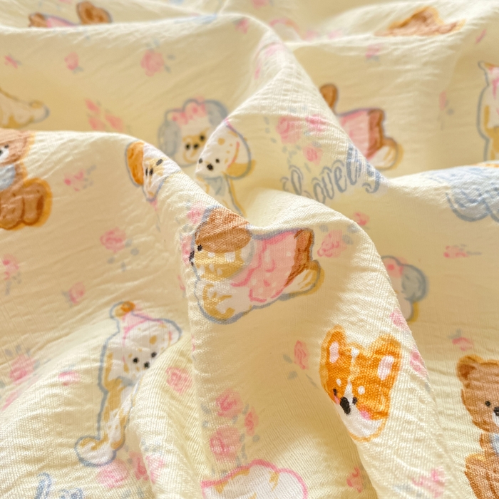 91家纺网 家纺一手货源 找家纺 晓时候 2026新款A类云感双层纱床单三件套单品单件床单 奶芙狗