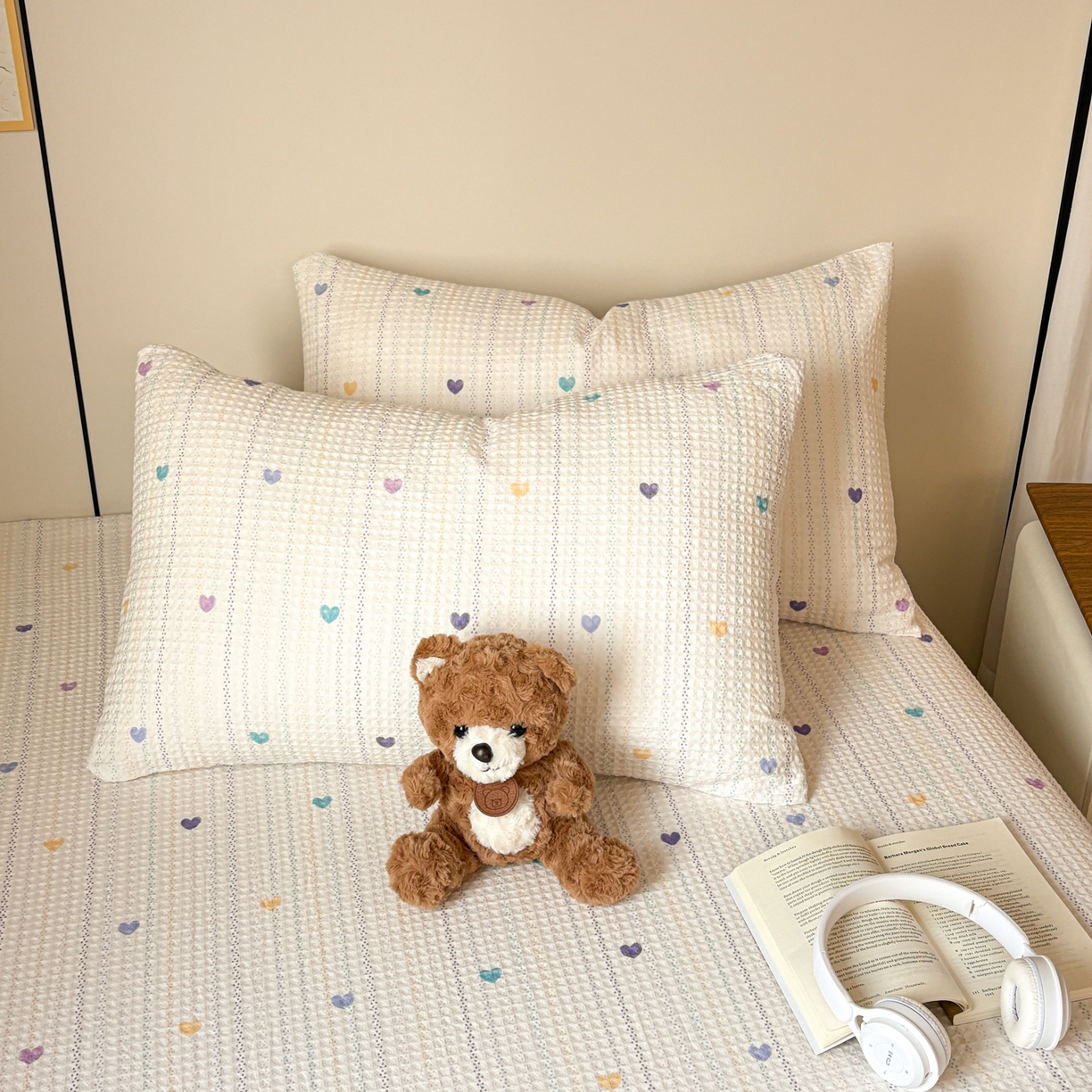 居眠 2026新款全棉纯棉印花华夫格单枕套枕套单件 伊柠