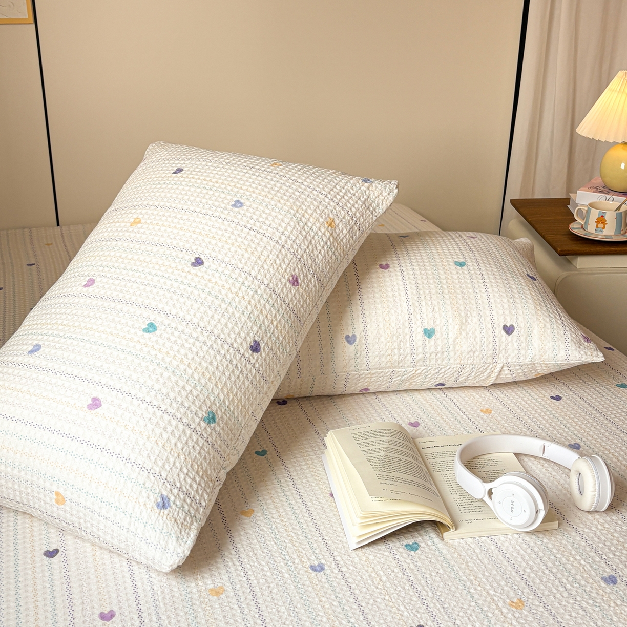 91家纺网 家纺一手货源 找家纺 居眠 2026新款全棉纯棉印花华夫格单枕套枕套单件 伊柠