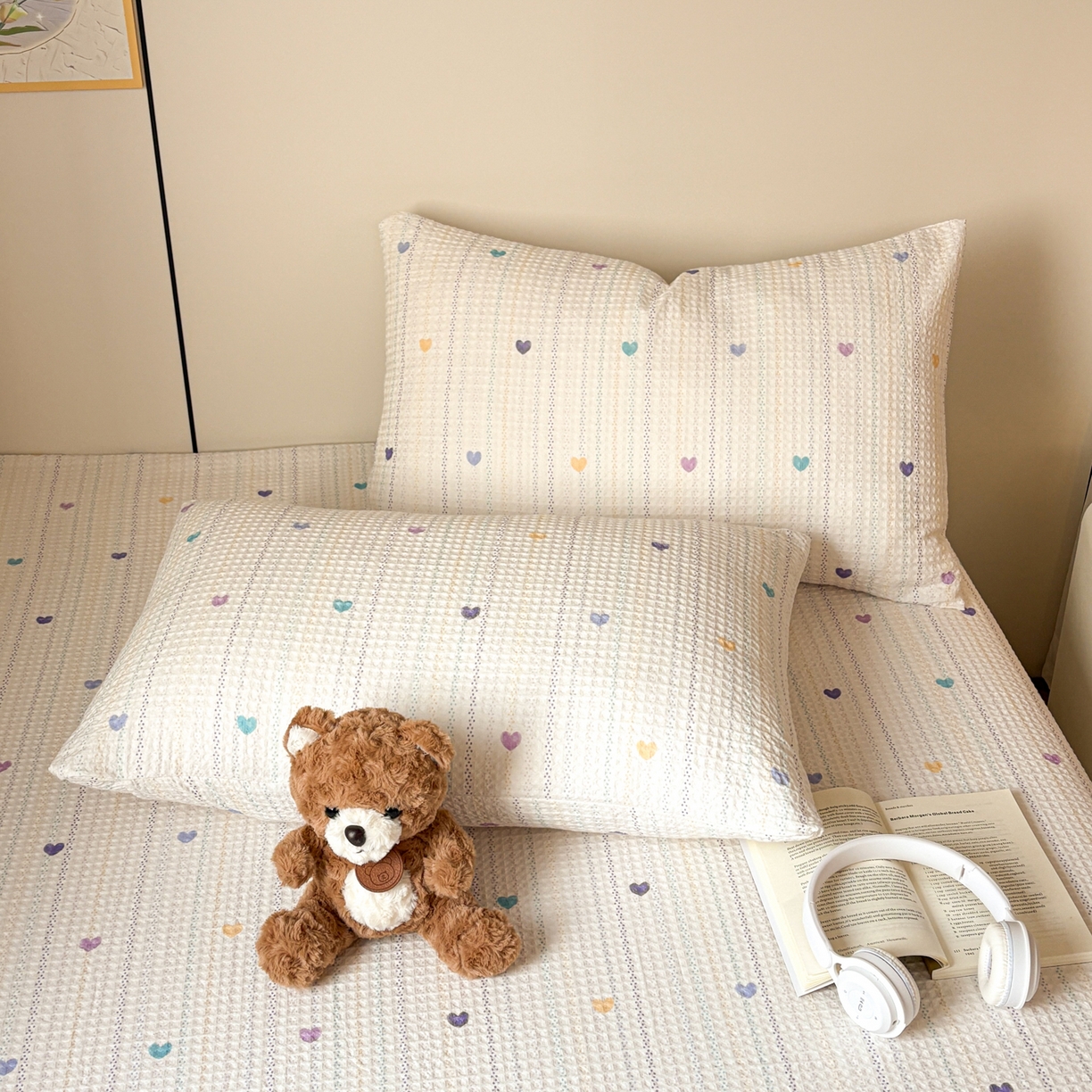 91家纺网 家纺一手货源 找家纺 居眠 2026新款全棉纯棉印花华夫格单枕套枕套单件 伊柠