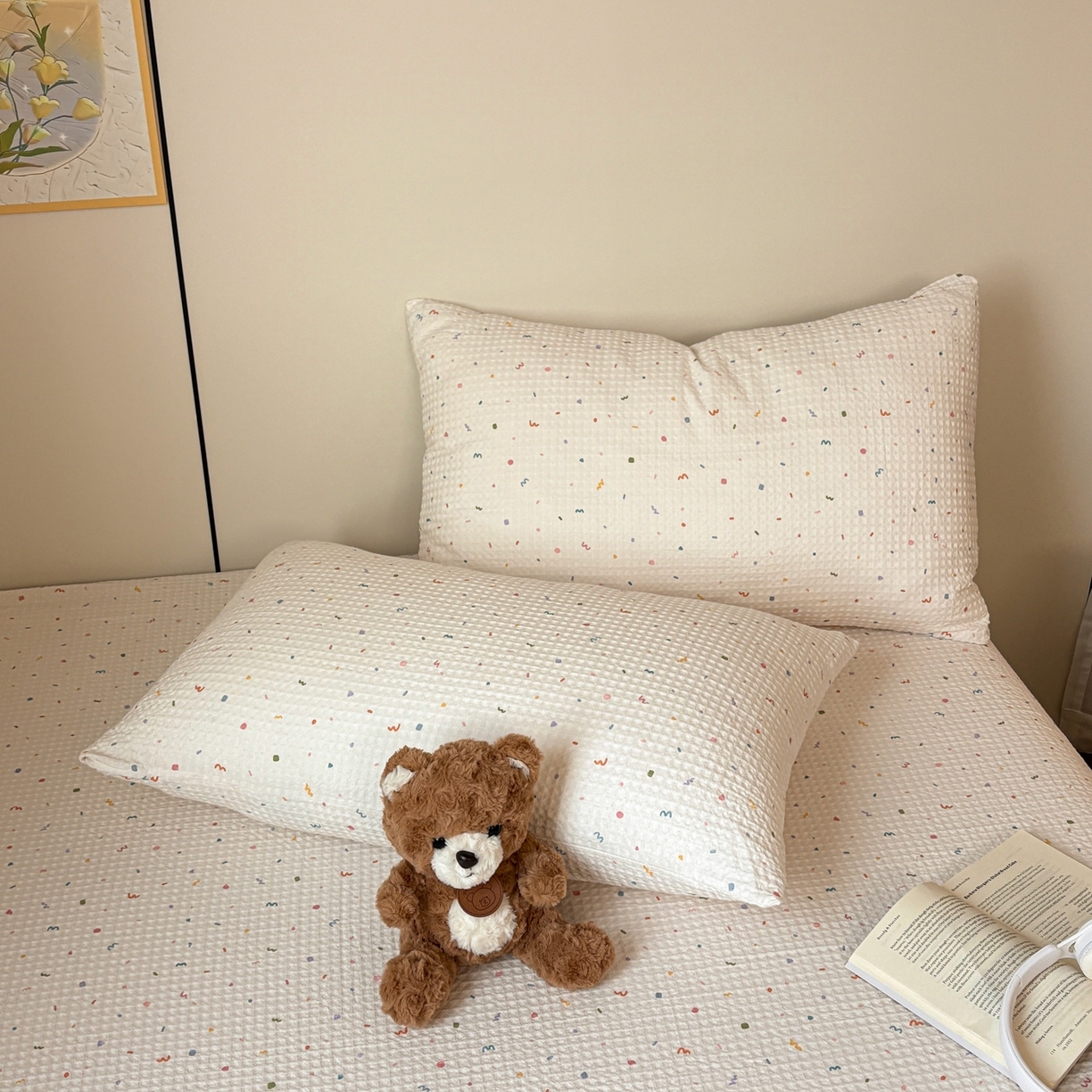 91家纺网 家纺一手货源 找家纺 （总）居眠 2026新款全棉纯棉印花华夫格单枕套枕套单件