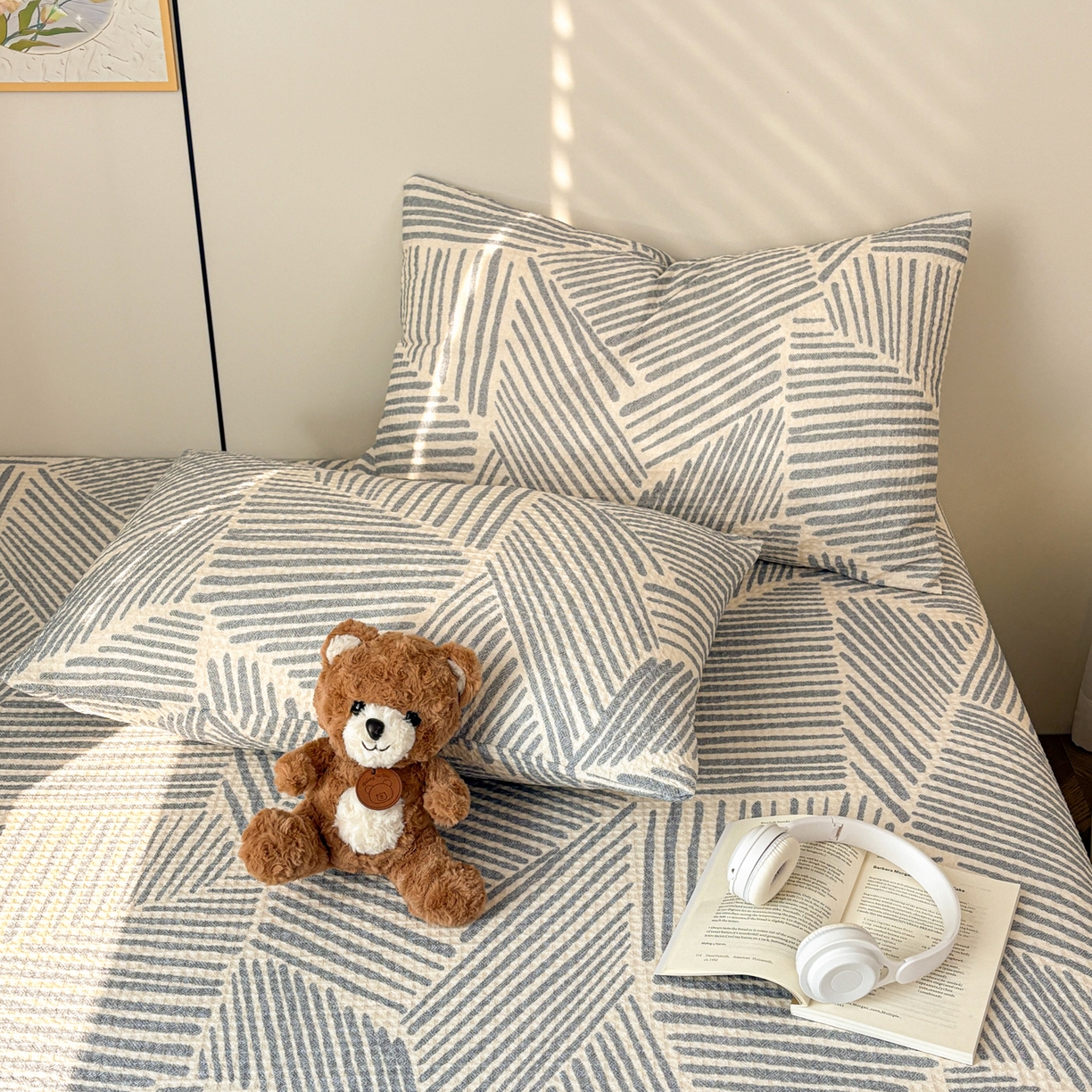 91家纺网 家纺一手货源 找家纺 居眠 2026新款全棉纯棉印花华夫格单枕套枕套单件 简森兰