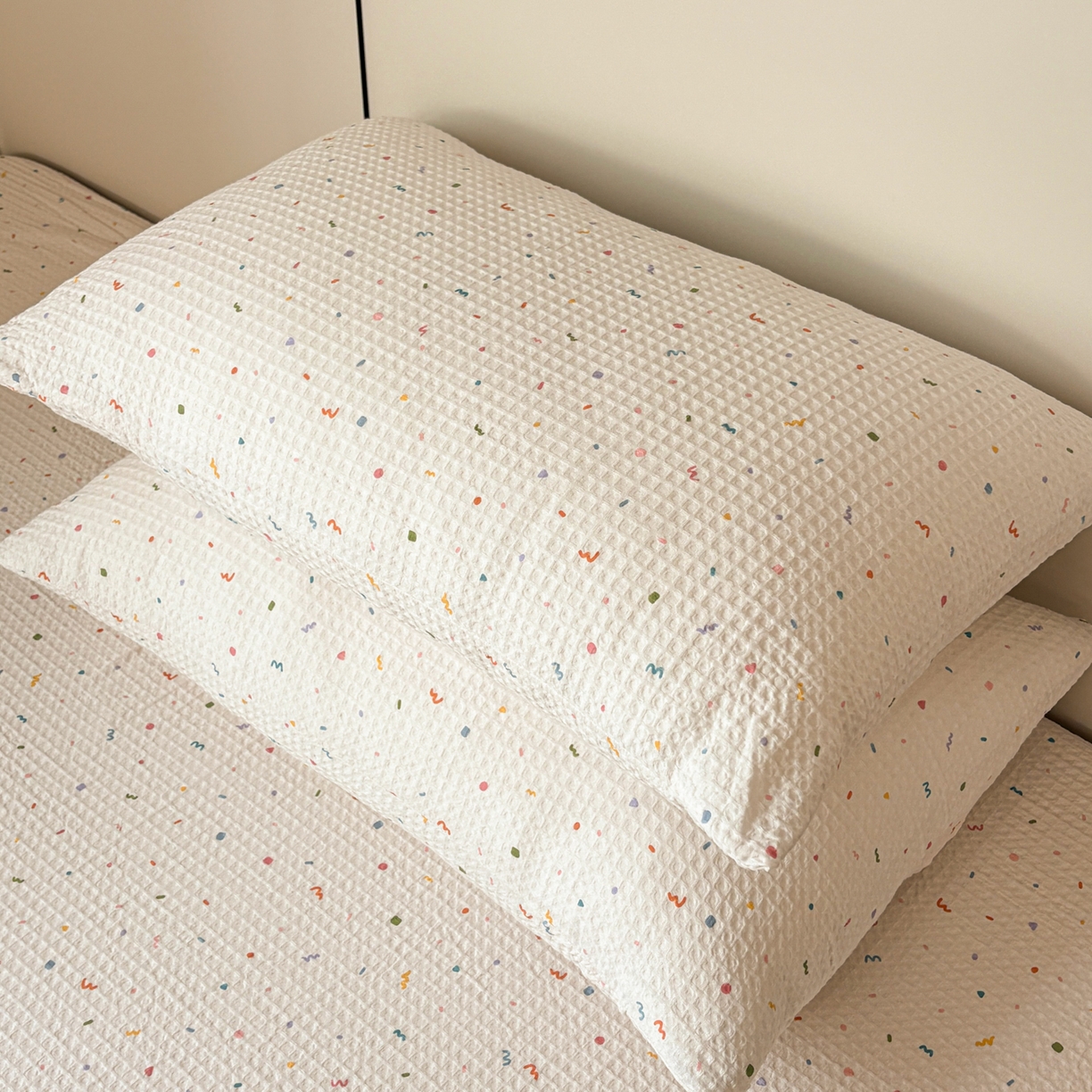 91家纺网 家纺一手货源 找家纺 （总）居眠 2026新款全棉纯棉印花华夫格单枕套枕套单件