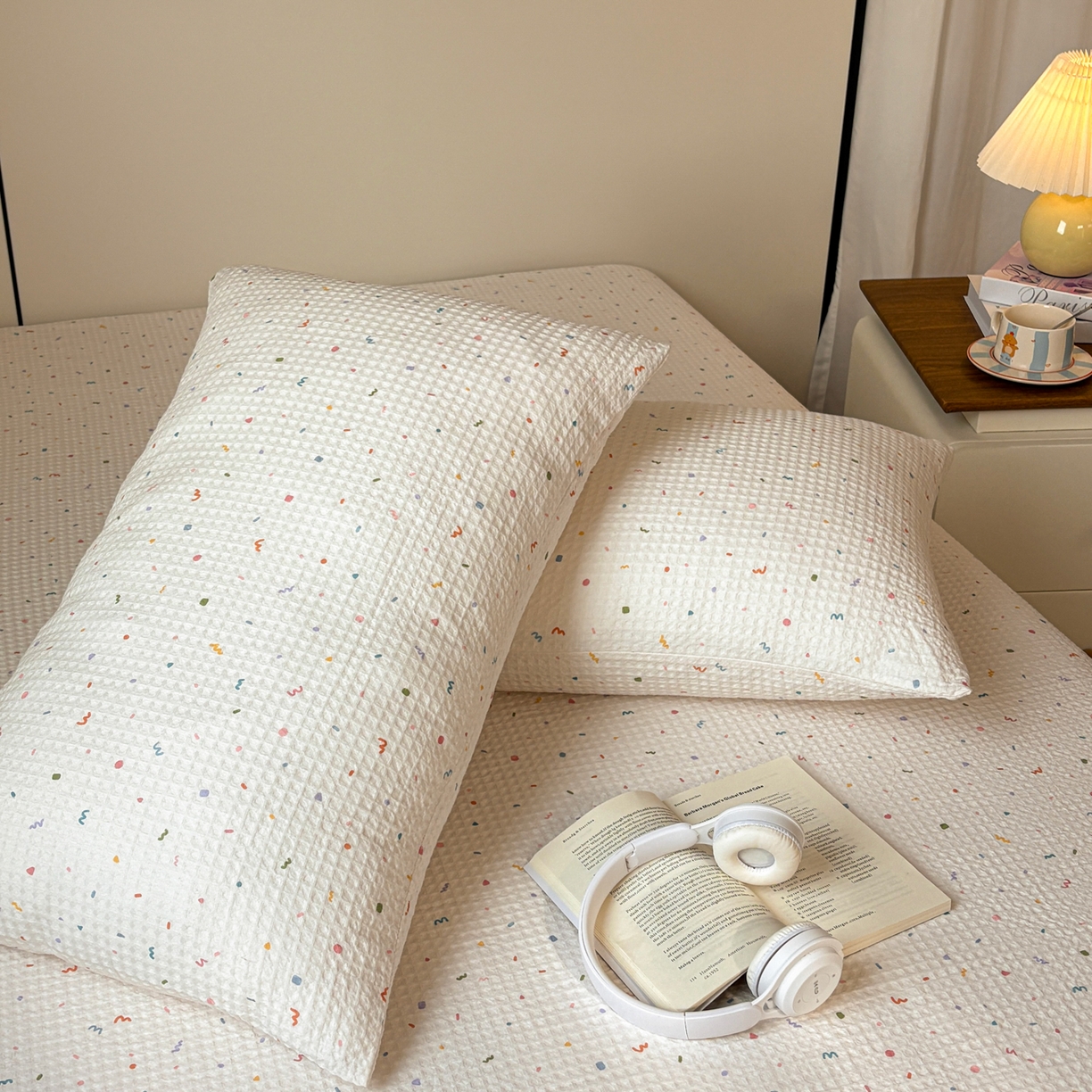 91家纺网 家纺一手货源 找家纺 （总）居眠 2026新款全棉纯棉印花华夫格单枕套枕套单件