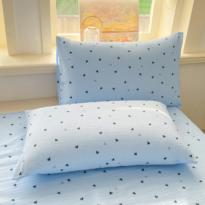 91家纺网 家纺一手货源 找家纺 晓时候 2026新款A类云感双层纱床单三件套单品单件床单 小确幸