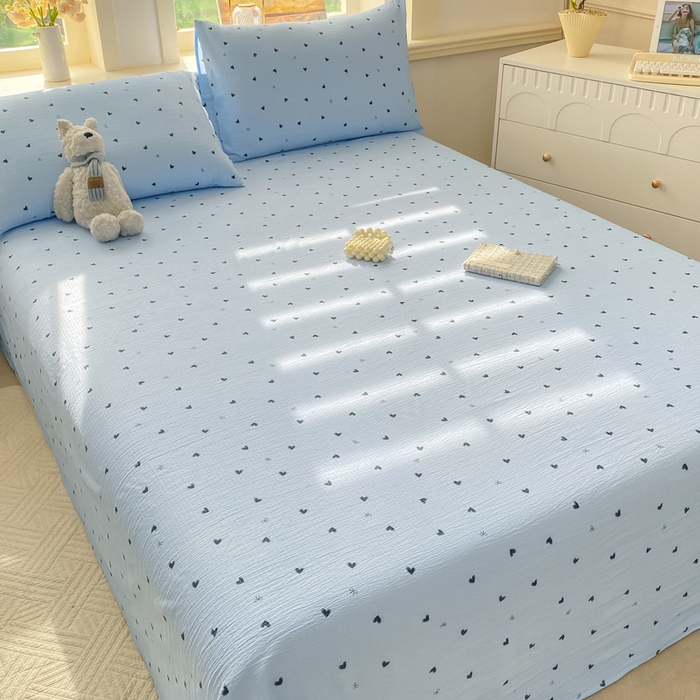 91家纺网 家纺一手货源 找家纺 晓时候 2026新款A类云感双层纱床单三件套单品单件床单 小确幸