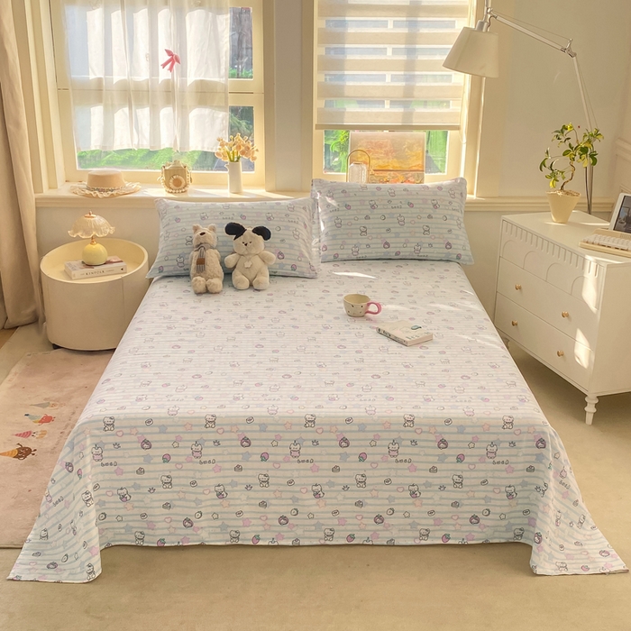 91家纺网 家纺一手货源 找家纺 晓时候 2026新款A类云感双层纱床单三件套单品单件床单 星星喵