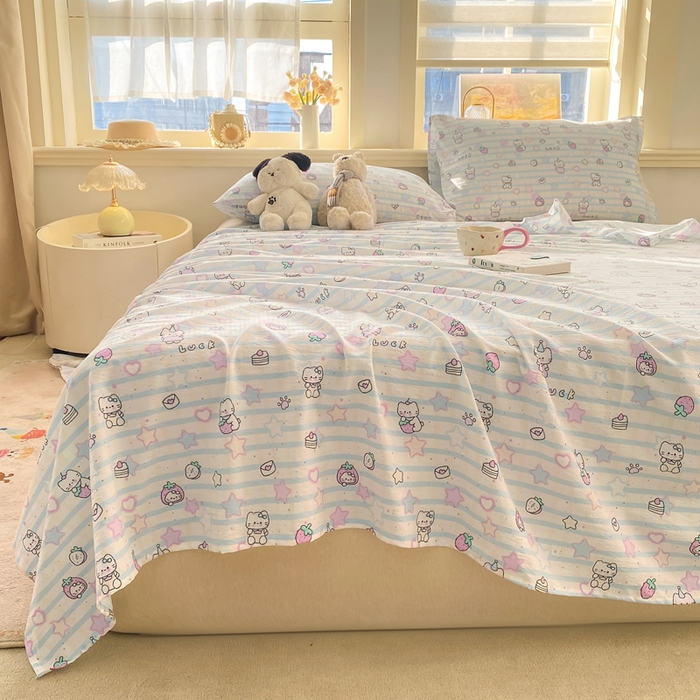 91家纺网 家纺一手货源 找家纺 晓时候 2026新款A类云感双层纱床单三件套单品单件床单 星星喵