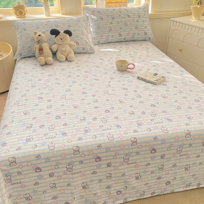 91家纺网 家纺一手货源 找家纺 晓时候 2026新款A类云感双层纱床单三件套单品单件床单 星星喵