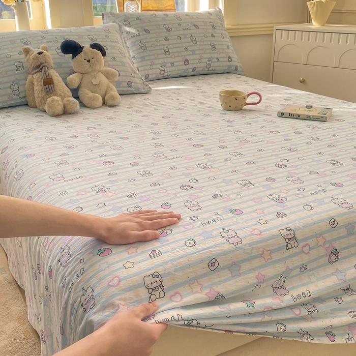 91家纺网 家纺一手货源 找家纺 晓时候 2026新款A类云感双层纱床单三件套单品单件床单 星星喵