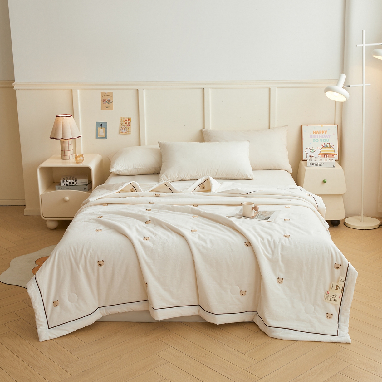 91家纺网 家纺一手货源 找家纺 （总）仁凯家纺 2026新款A类100%棉花刺绣款手包边夏被夏凉被空调被