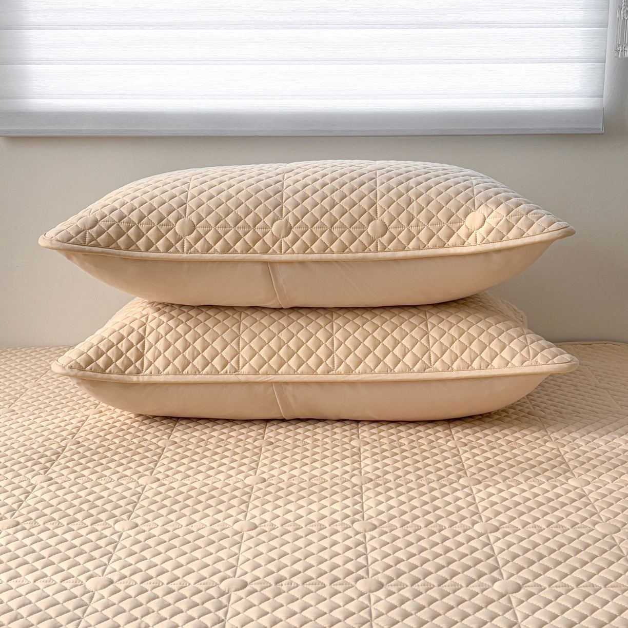 91家纺网 家纺一手货源 找家纺 居眠 2026新款全棉夹棉单枕套枕套单件-棋盘格 棋盘格-卡其