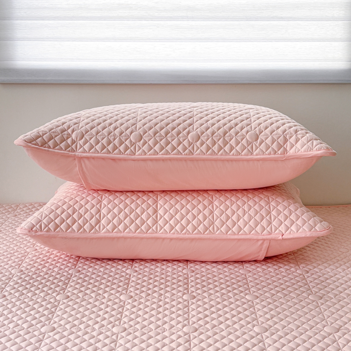 91家纺网 家纺一手货源 找家纺 居眠 2026新款全棉夹棉单枕套枕套单件-棋盘格 棋盘格-柔粉