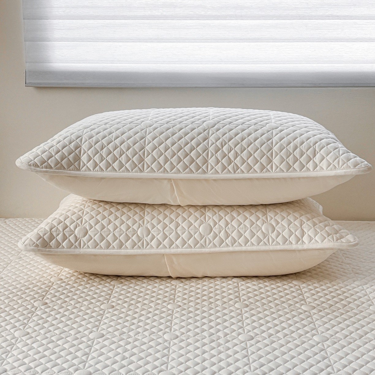 91家纺网 家纺一手货源 找家纺 居眠 2026新款全棉夹棉单枕套枕套单件-棋盘格 棋盘格-奶白