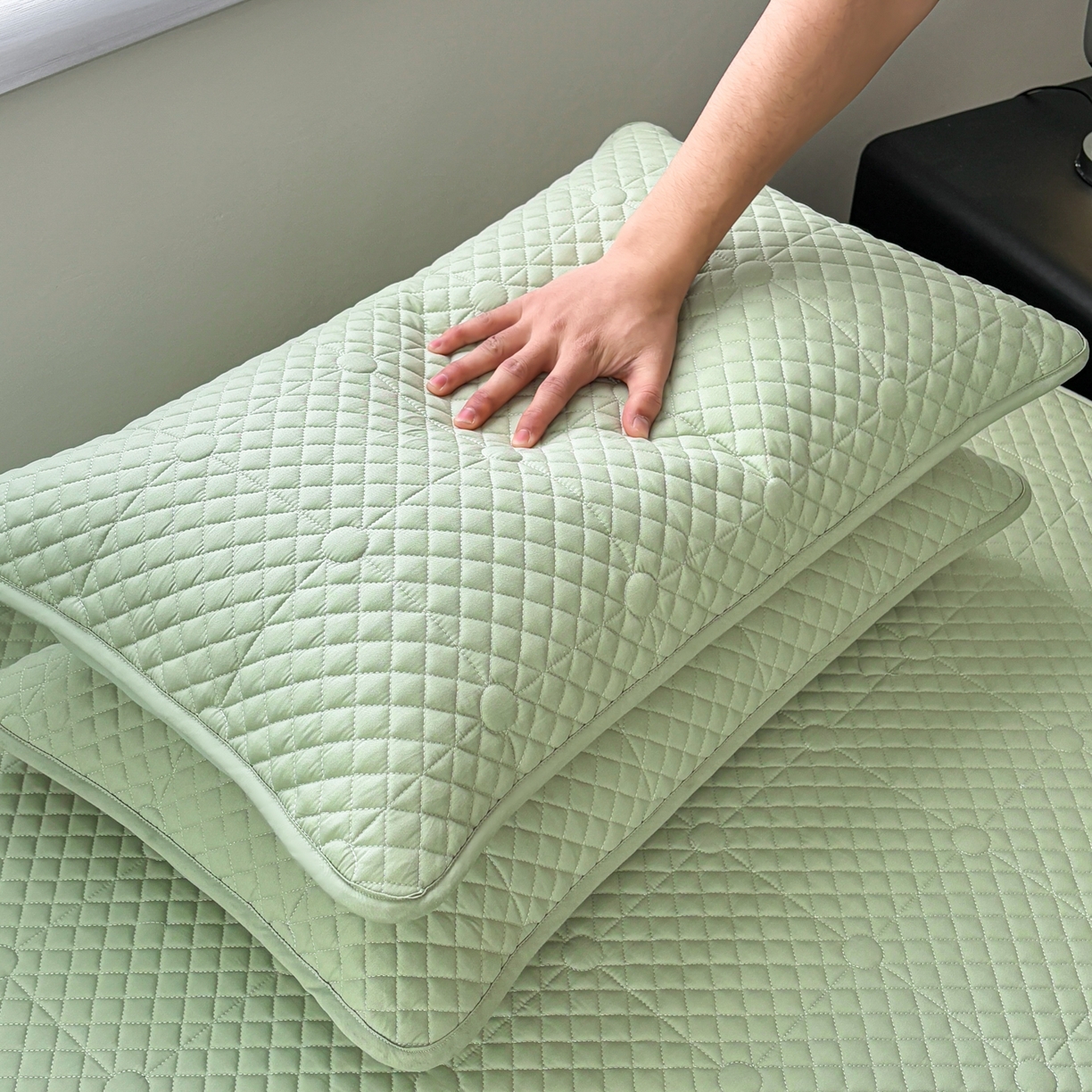 91家纺网 家纺一手货源 找家纺 （总）居眠 2026新款全棉夹棉单枕套枕套单件-棋盘格