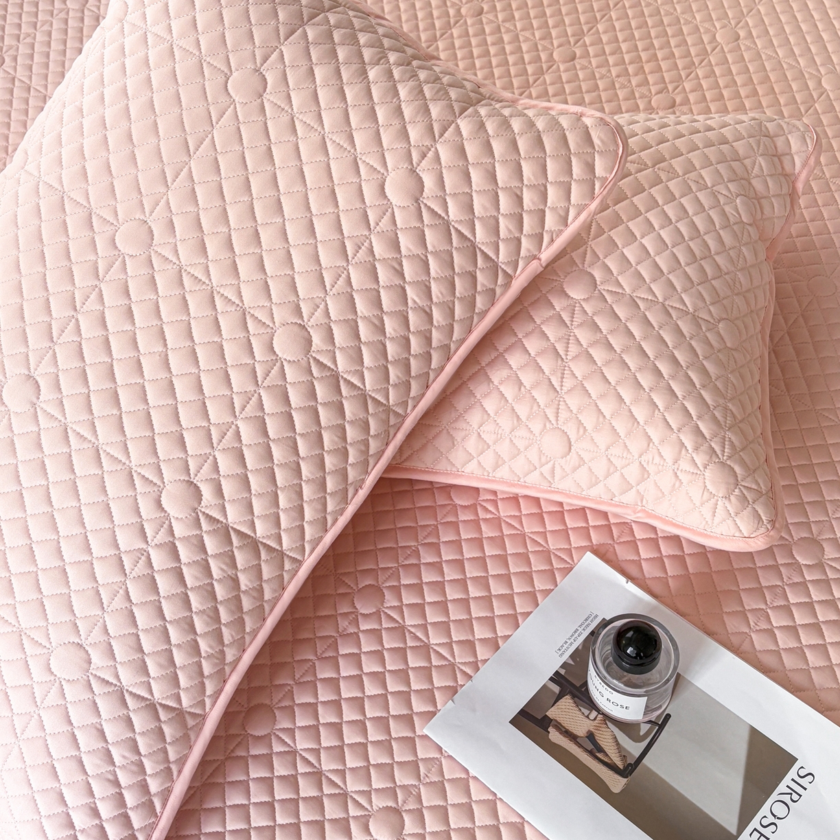 91家纺网 家纺一手货源 找家纺 居眠 2026新款全棉夹棉单枕套枕套单件-棋盘格 棋盘格-柔粉