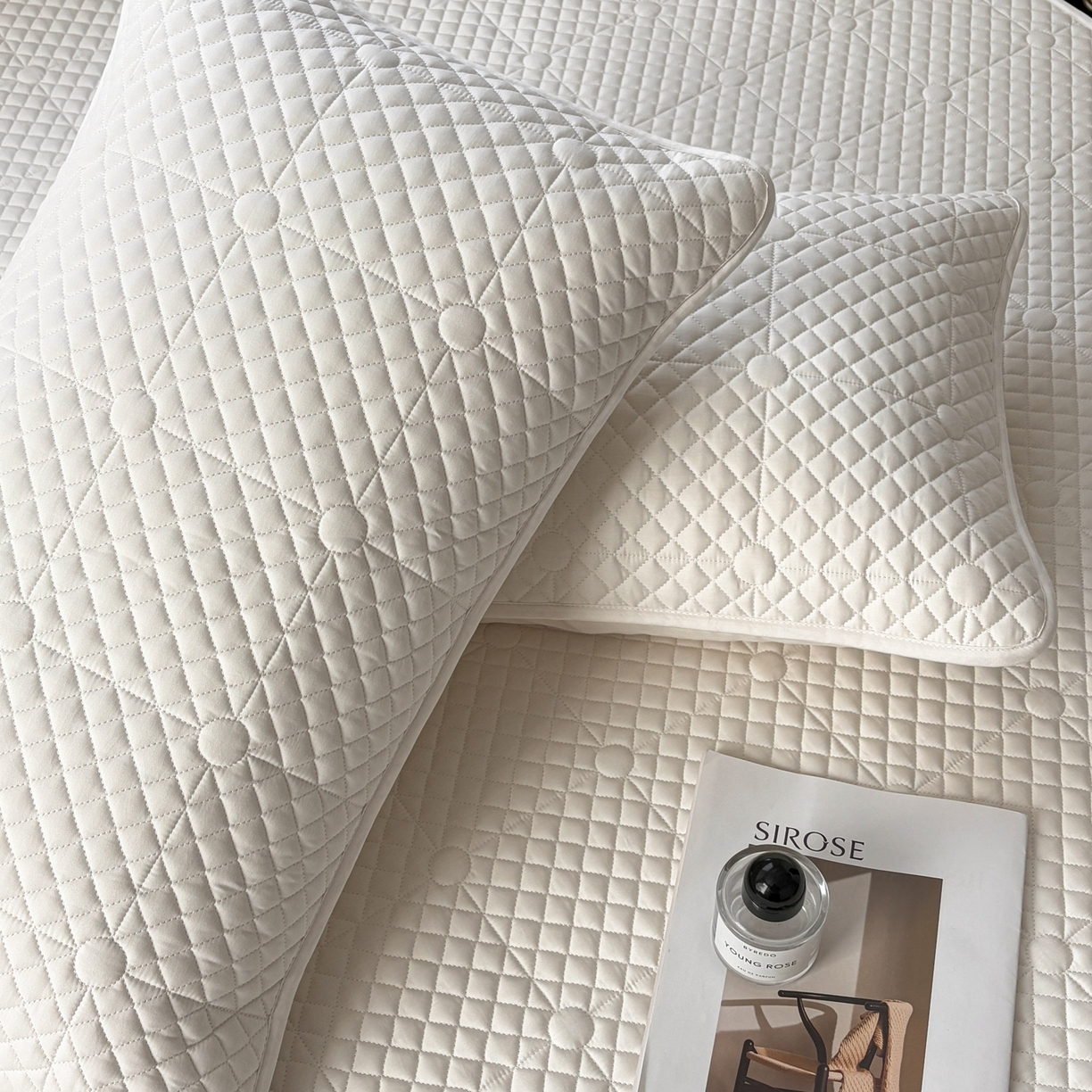 91家纺网 家纺一手货源 找家纺 居眠 2026新款全棉夹棉单枕套枕套单件-棋盘格 棋盘格-奶白