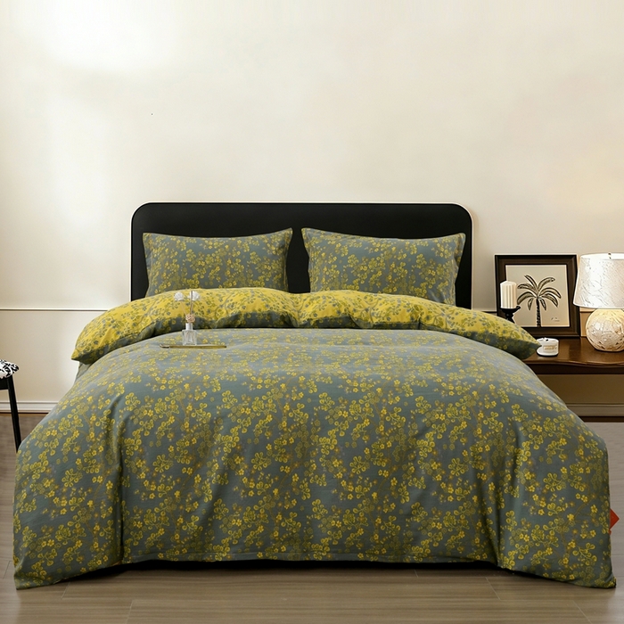 91家纺网 家纺一手货源 找家纺 （总）恋之语 2026新款双层纱原麻复古风四件套