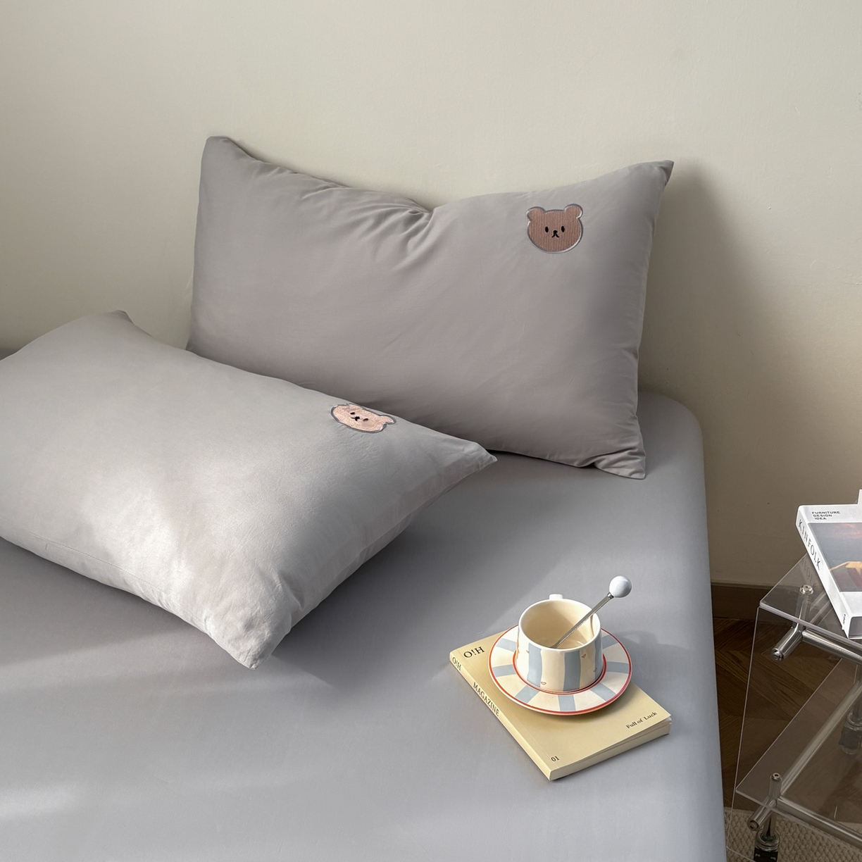 91家纺网 家纺一手货源 找家纺 居眠 2026新款全棉纯棉单层米乐熊单枕套枕套单件 米乐熊-白云石