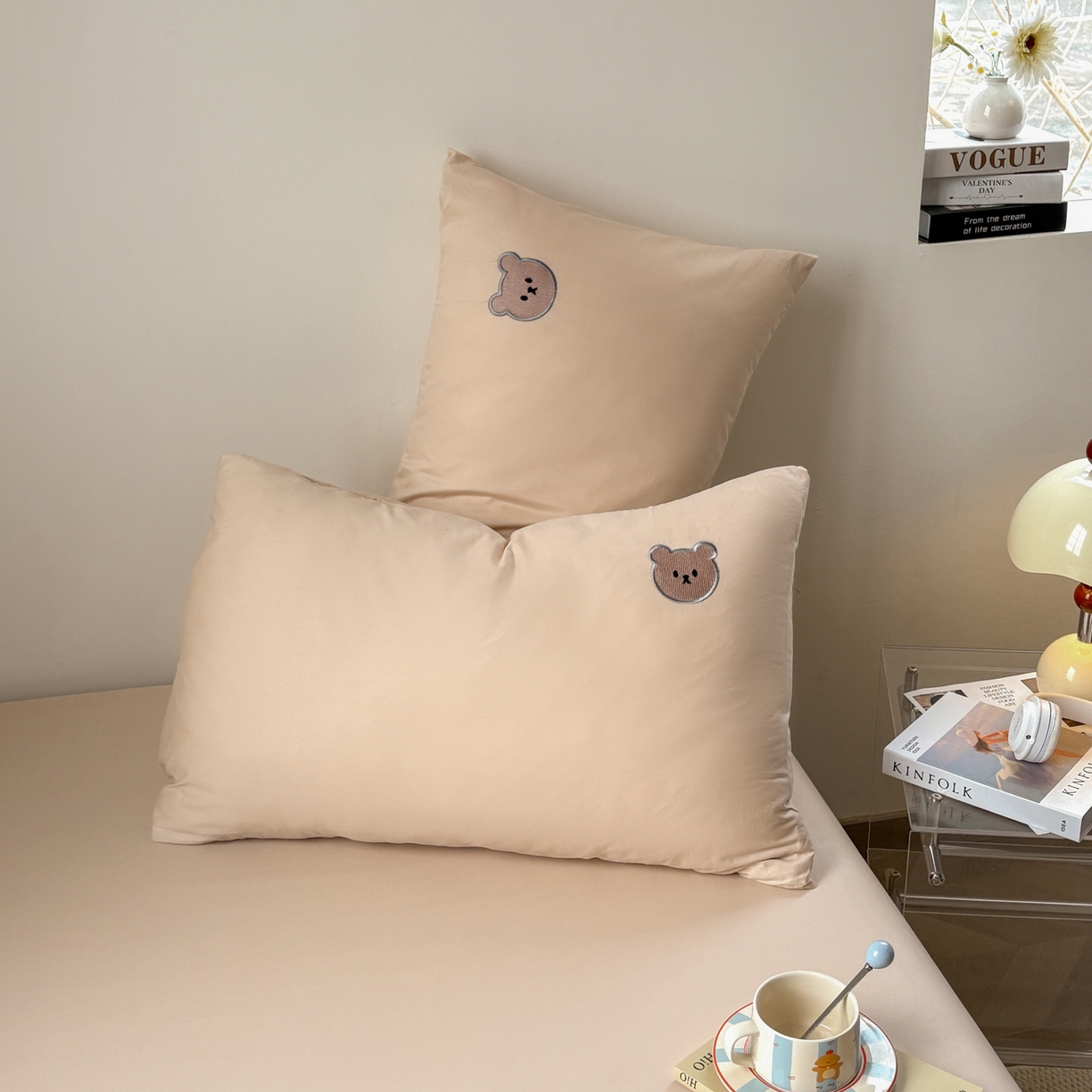 91家纺网 家纺一手货源 找家纺 居眠 2026新款全棉纯棉单层米乐熊单枕套枕套单件 米乐熊-卡其