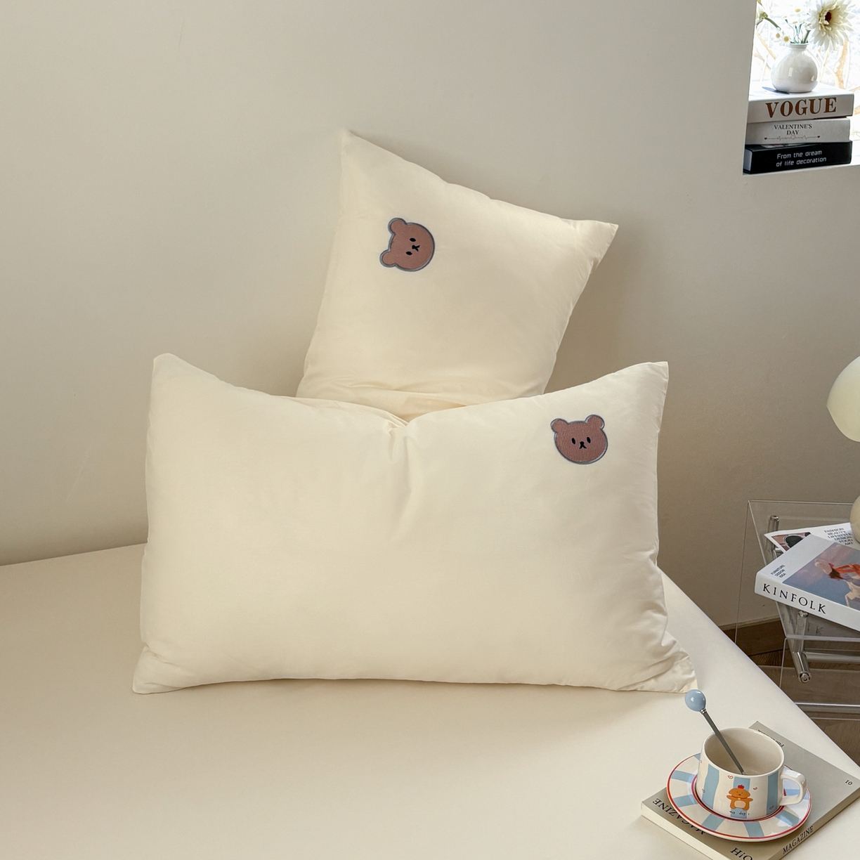 91家纺网 家纺一手货源 找家纺 居眠 2026新款全棉纯棉单层米乐熊单枕套枕套单件 米乐熊-米白