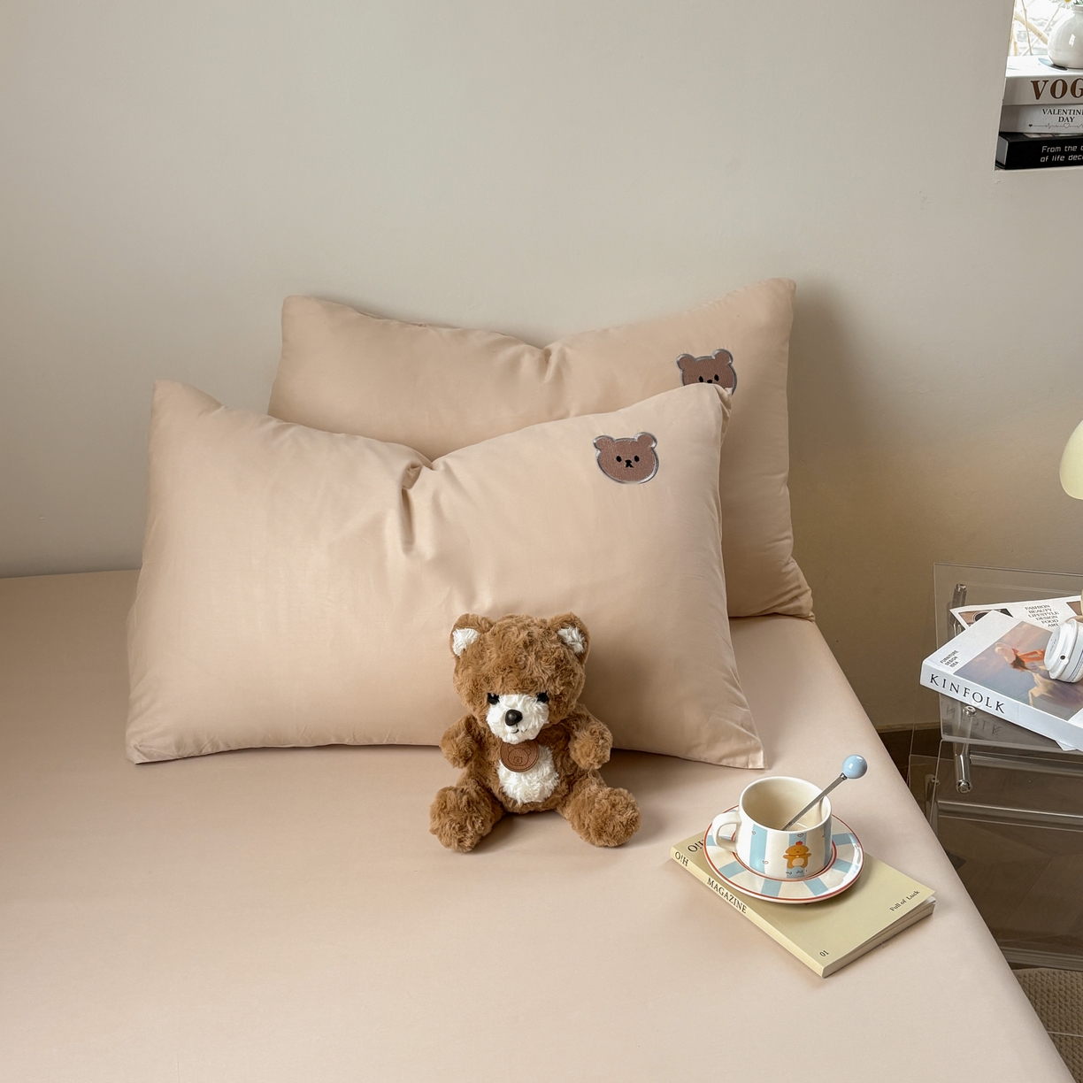 91家纺网 家纺一手货源 找家纺 居眠 2026新款全棉纯棉单层米乐熊单枕套枕套单件 米乐熊-卡其