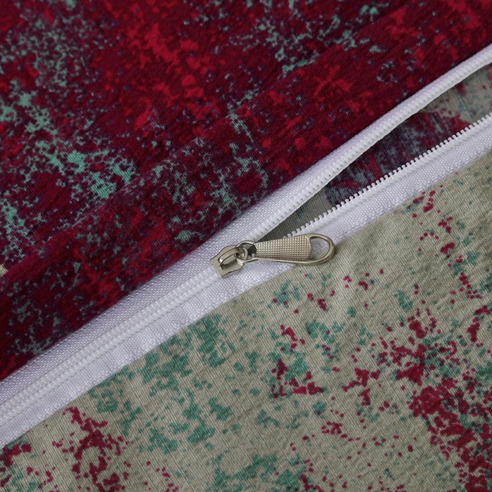 91家纺网 家纺一手货源 找家纺 恋之语 2026新款双层纱原麻复古风四件套 酒红花事