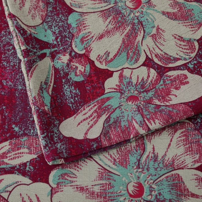 91家纺网 家纺一手货源 找家纺 恋之语 2026新款双层纱原麻复古风四件套 酒红花事