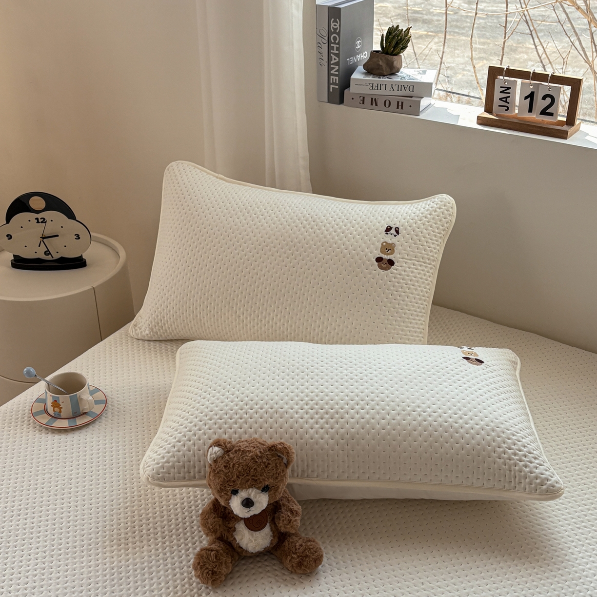 91家纺网 家纺一手货源 找家纺 居眠 2026新款卡通刺绣夹棉防水单枕套枕套单件-童话乐园 童话乐园-白