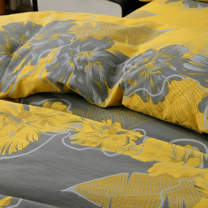 91家纺网 家纺一手货源 找家纺 恋之语 2026新款双层纱原麻复古风四件套 鎏金绮梦