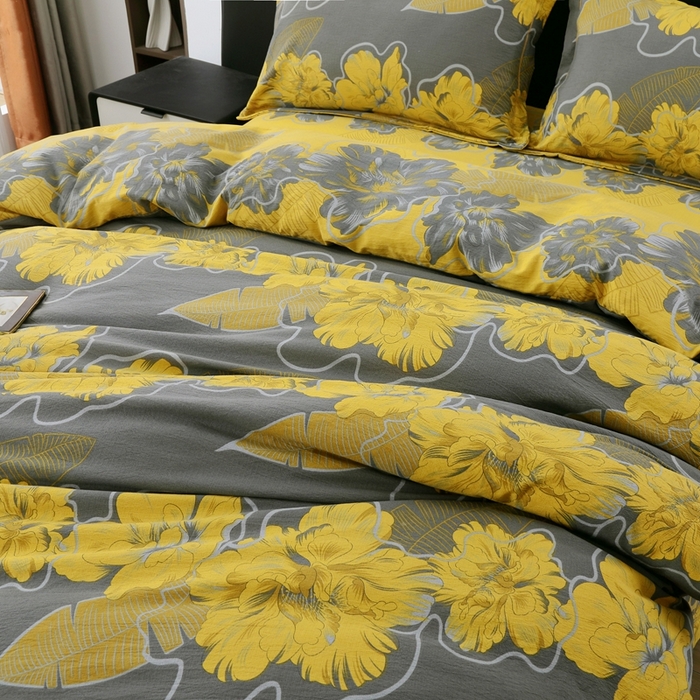 91家纺网 家纺一手货源 找家纺 恋之语 2026新款双层纱原麻复古风四件套 鎏金绮梦