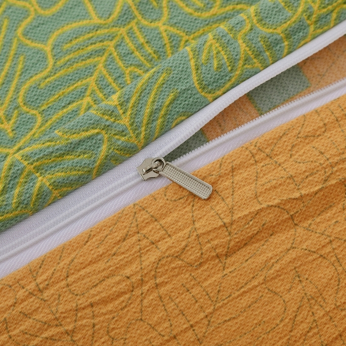 91家纺网 家纺一手货源 找家纺 恋之语 2026新款双层纱原麻复古风四件套 绿野金葵