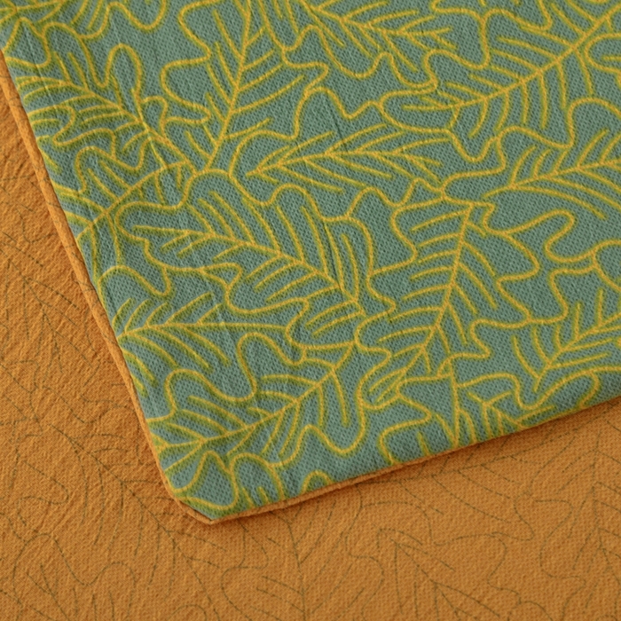 91家纺网 家纺一手货源 找家纺 恋之语 2026新款双层纱原麻复古风四件套 绿野金葵