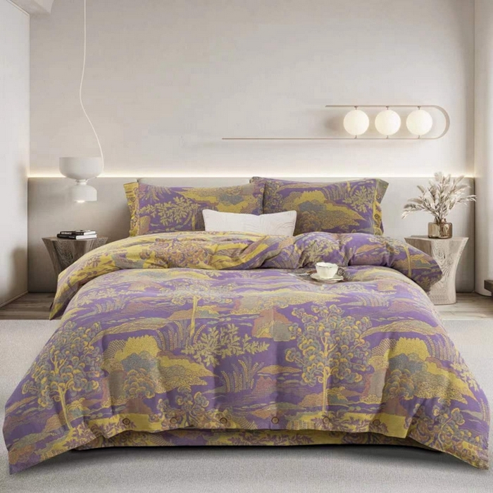 （总）双层纱家居 2026新款素色系列亲肤柔软全棉四件套）-AA纽扣款