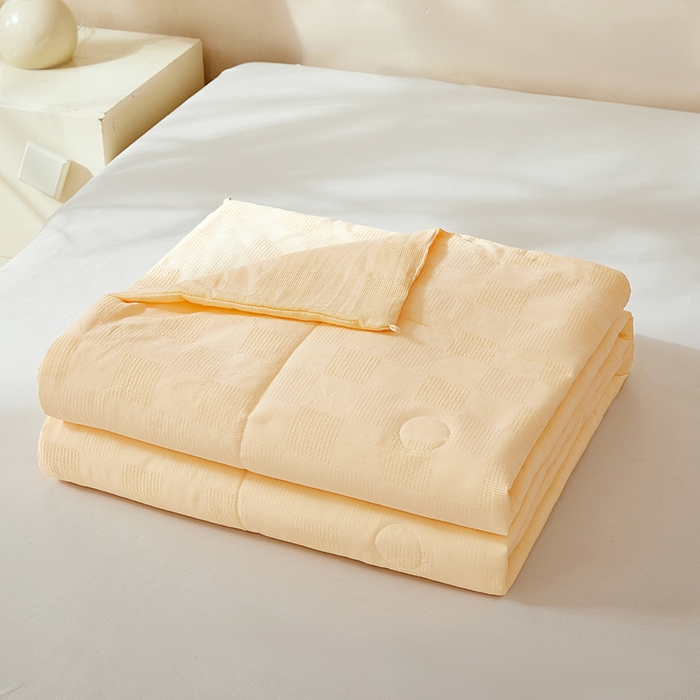 91家纺网 家纺一手货源 找家纺 阳光被业 2026新款100%纯棉大提花夏凉被大豆空调被 全棉春秋被学生棉被 米黄