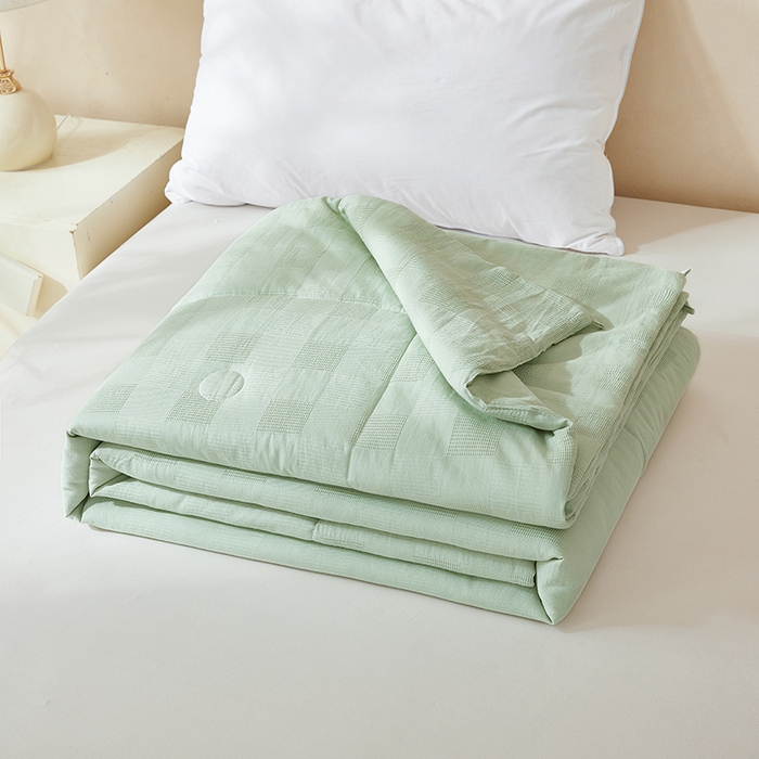 91家纺网 家纺一手货源 找家纺 阳光被业 2026新款100%纯棉大提花夏凉被大豆空调被 全棉春秋被学生棉被 浅草绿