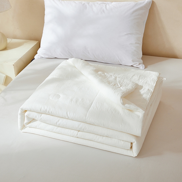 91家纺网 家纺一手货源 找家纺 阳光被业 2026新款100%纯棉大提花夏凉被大豆空调被 全棉春秋被学生棉被 奶白